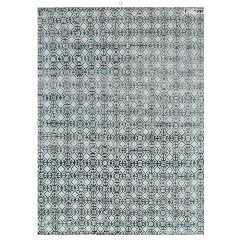 Tapis bleu / bleu bébé / beige nouvel âge 7 pi 9 po x 10 pi 2 po Khotan