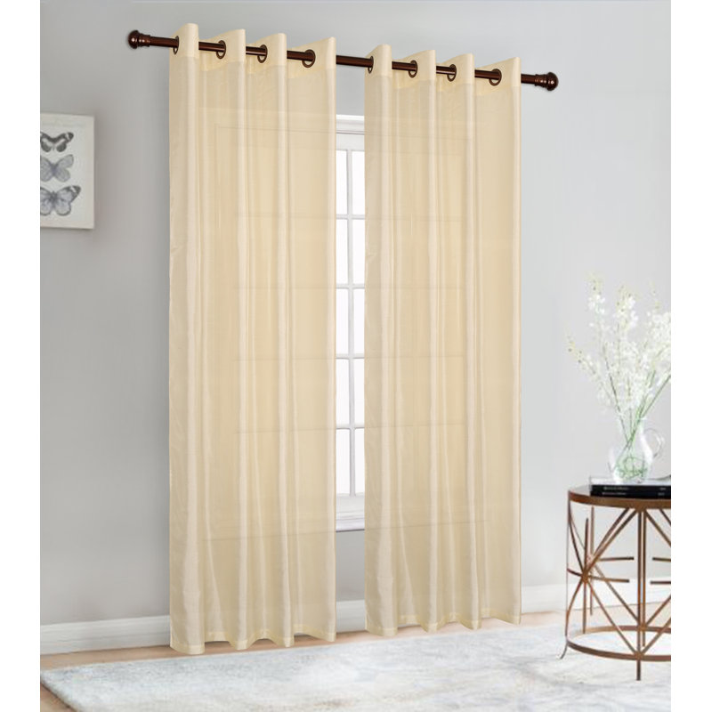 Diredra Polyester Semi-Sheer Curtains, Ivory