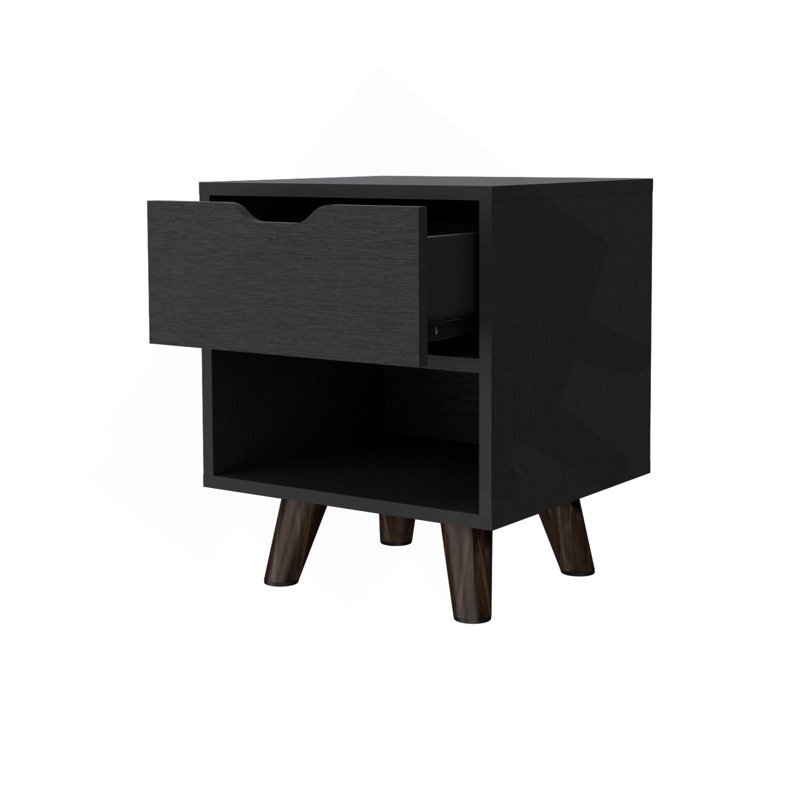 Wenge 1-Open Storage Shelf Nightstand, Wenge