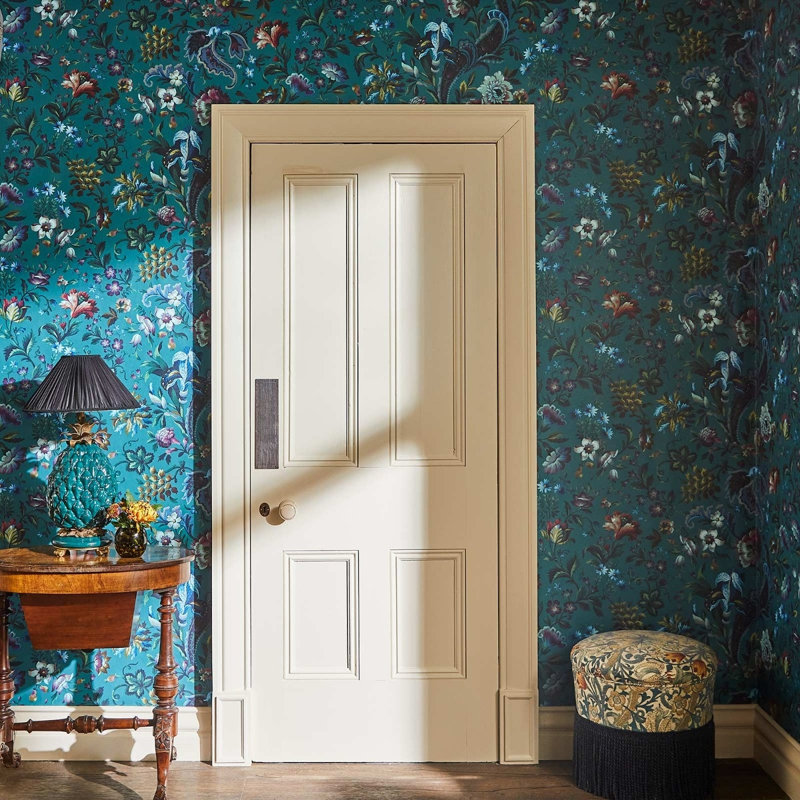 Florika 9.84' L x 70.8" W Wallpaper Roll, Green/Blue/Purple
