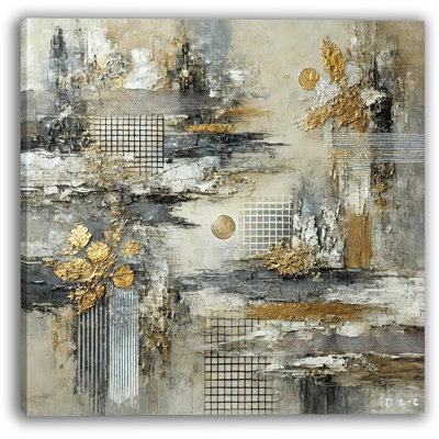 «Geometric Gold Accents», reproduction d'art sur toile abstraite