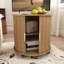 Table cylindrique Mid-Century moderne avec station de charge intégrée et rangement coulissant-379695719