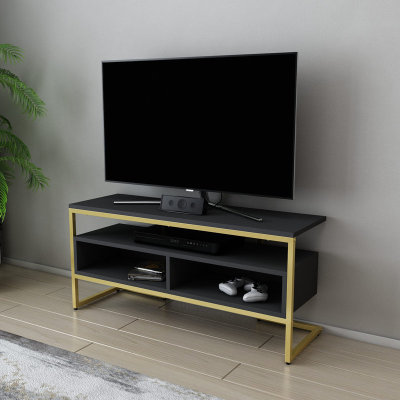 Meuble télé, Gris/doré
