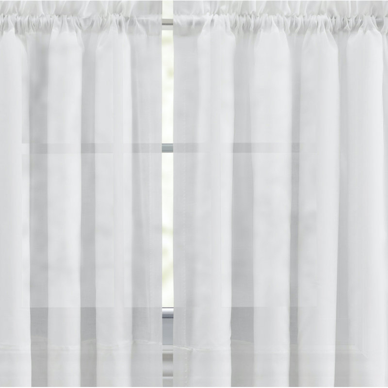 Rasool Semi Sheer Curtain Pair, 40" W x 63" L, White