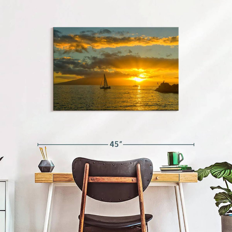 Gillard Kaanapali Gillard personnes au coucher du soleil, H 24 po x l 36 po