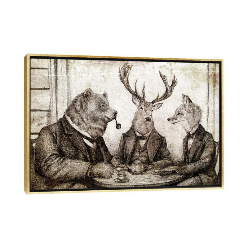 Teatime II - impression d'art mural, H 18 po x l 26 po, Reproduction encadrée sans passe-partout, Doré