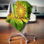 Fleur fractale jaune vif sur fond vert - coussin à imprimé floral-29895072-29895069