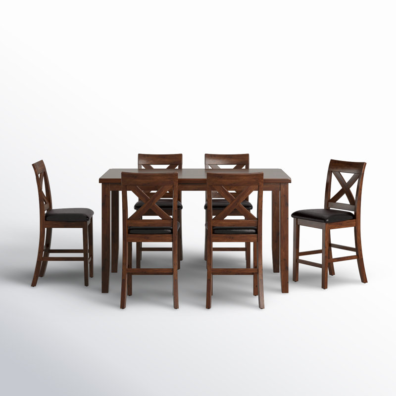 Ketron 6-Piece Counter Height Dining Set w/ Upholstered Seats, Brown