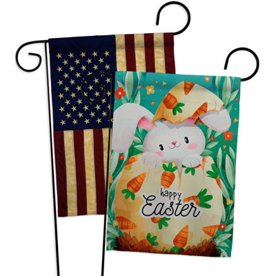 Drapeau de jardin caché en lapin de Pâques 1 pi 5 po x 1 pi 1 po