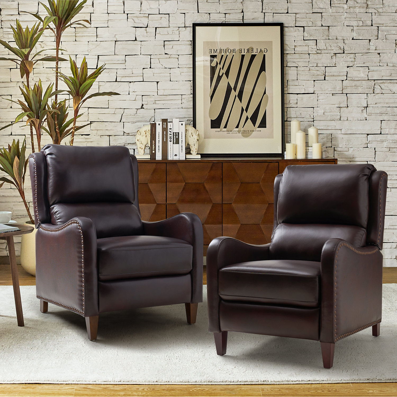 Beecher 29" Genuine Leather Manual Recliner, Espresso Top Grain Leather