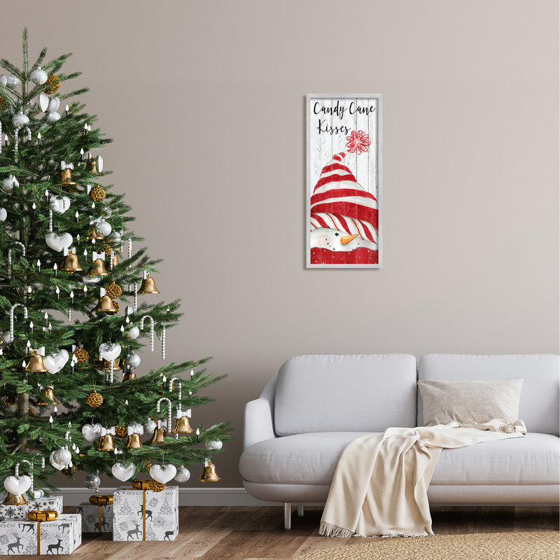 «Candy Cane Kisses Expression on Wood» par Carol Robinson, reproduction, Estampe numérique Farmhouse