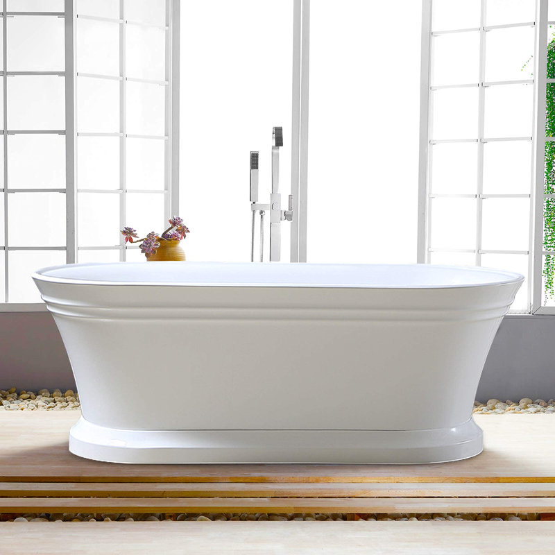 Athena 67" x 31" Freestanding Soaking Acrylic Bathtub, Pure White