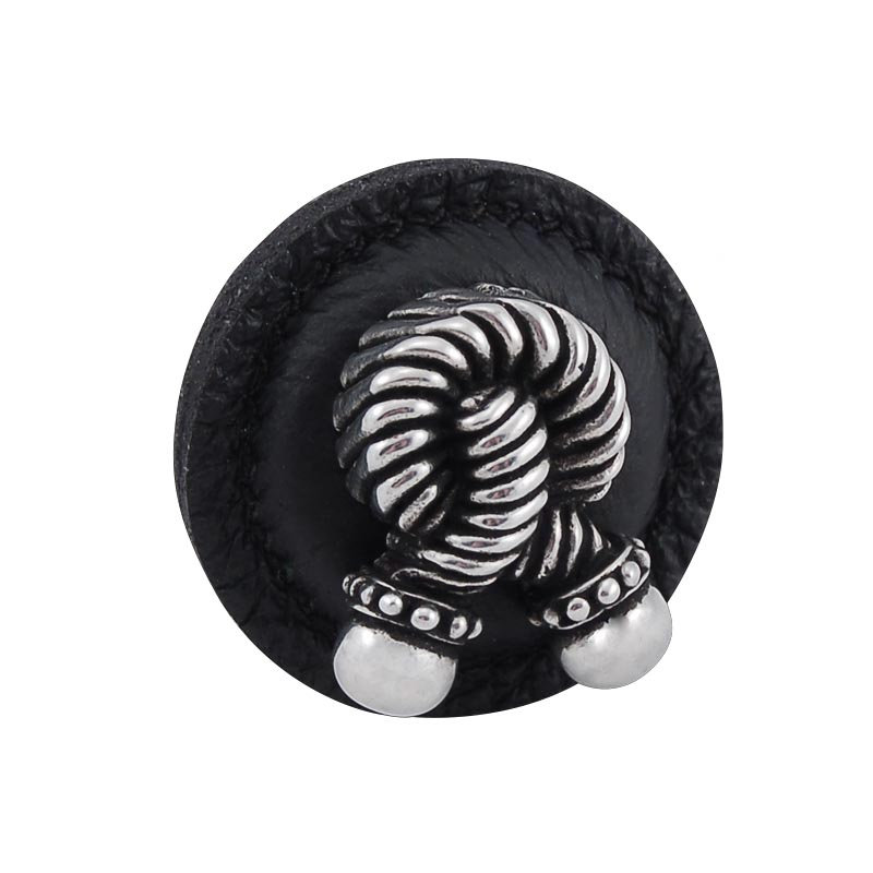 Equestre Mushroom Knob, Black, Antique Silver