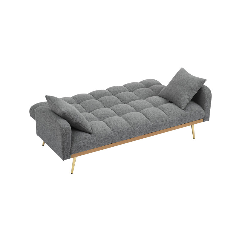69 Inch Gray Bed With Three - Speed Adjustment For Small Living Room And Bedroom Comfortable Arm Placement Sponge Cushions