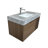 36"Mid Century Modern Wall-Mounted Bathroom Vanities,Single Sink,Brown Wood Texture with Sintered Stone Table top,Not Assembled Need