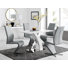 Marietta Chrome Metal and White High Gloss Dining Table Set - 4 Luxury Modern Dining Chairs