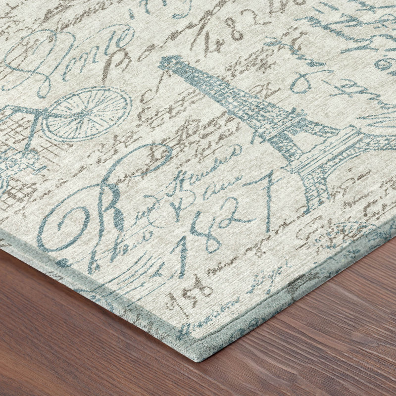 Machine Washable Indoor/Outdoor Chantille ACN2639 Novelty Rug, Beige, 9' x 12'