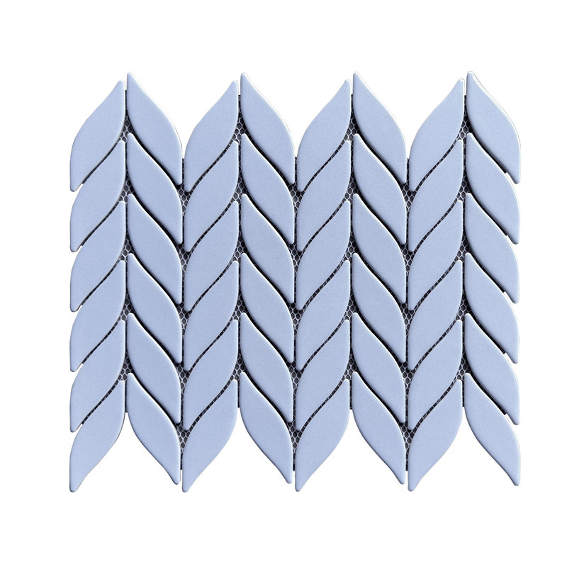Petal/Leaf Matte Porcelain Mosaic Tile –  Wall & Floor Use, Blue