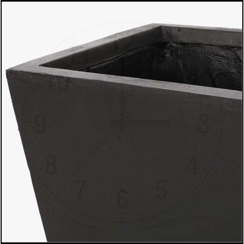Jardinière d'extérieur moderne en pierre MGO, H 28,5 po x l 13 po x P 13 po, Noir