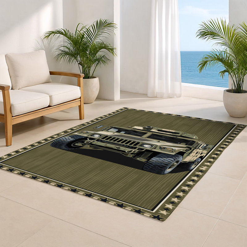 Transportation Brown Indoor and Outdoor Area Rug, Rectangle 2' x 3'
