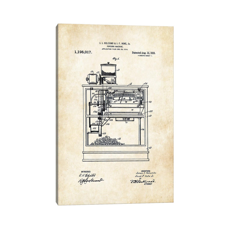 Popcorn Machine - Wrapped Canvas Print, 20.32 cm H x 30.48 cm W