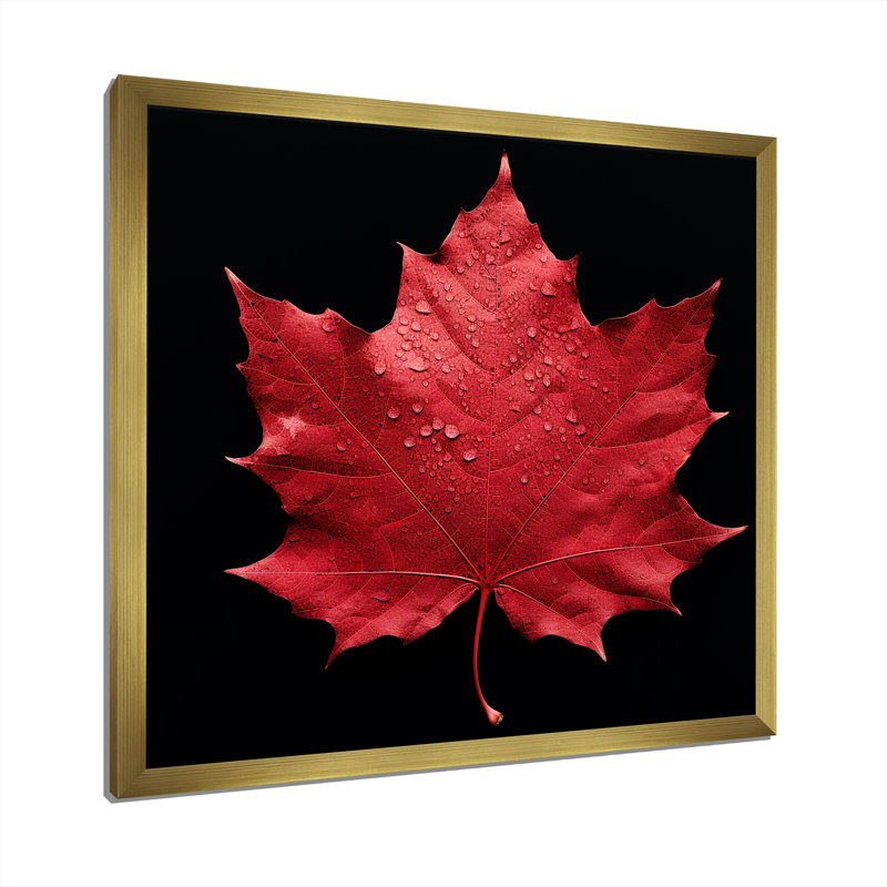 Red Leaves Red Ruby I, H 30 po x l 30 po x P 1 po, Cadre doré simple