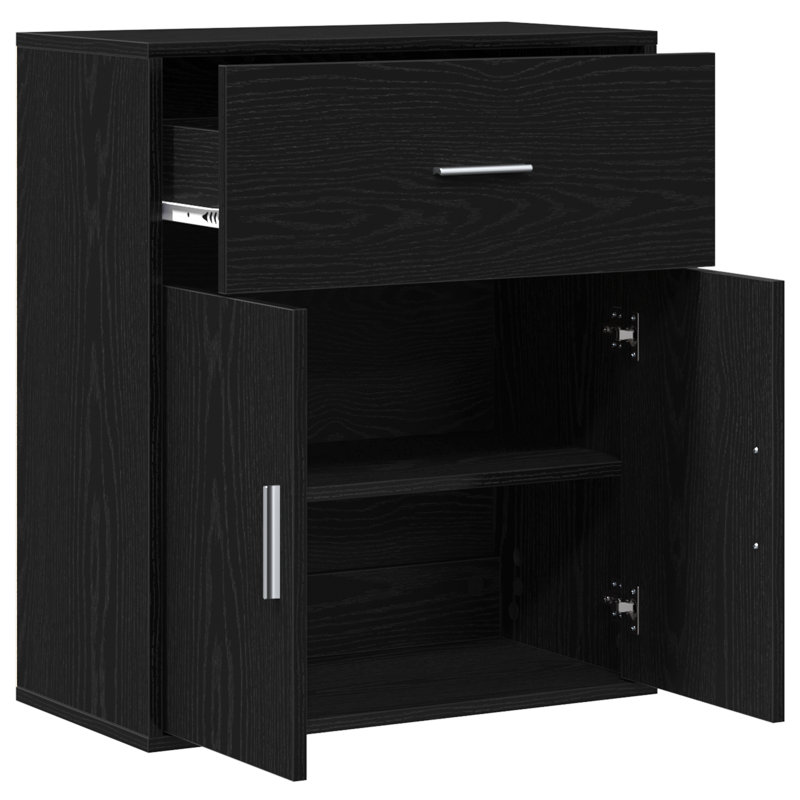 Sideboard With Drawer 60 X 31 X 70 Cm Engineered Wood, Black Oak