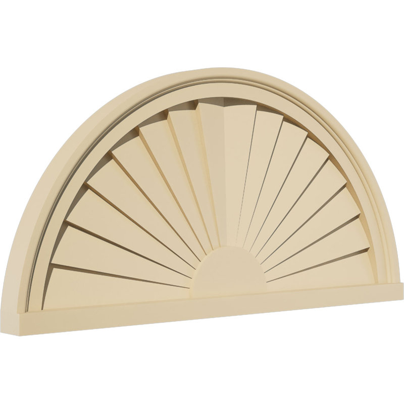 Demi-rond signature fronton en uréthane, brun clair apprêté, 26 po x 13 po x 2 po, Aucune, Rayons de soleil