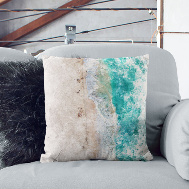 Cancun Beach in Mexico Cushion with Filling, 55cm H x 55cm W x 20cm D, Black