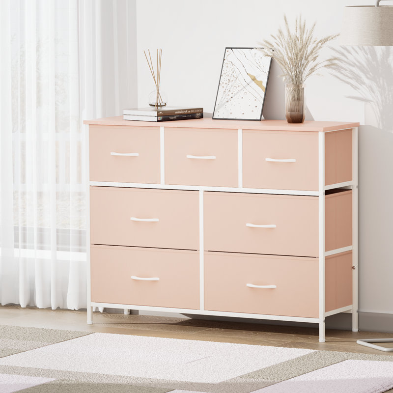 Commode en fer 7 tiroirs Niamani, Rose