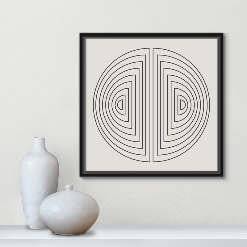 «Semi Moons» par Julia Balfour - reproduction imprimée, H 17,5 po x l 17,5 po x P 2 po, Toile avec cadre noir