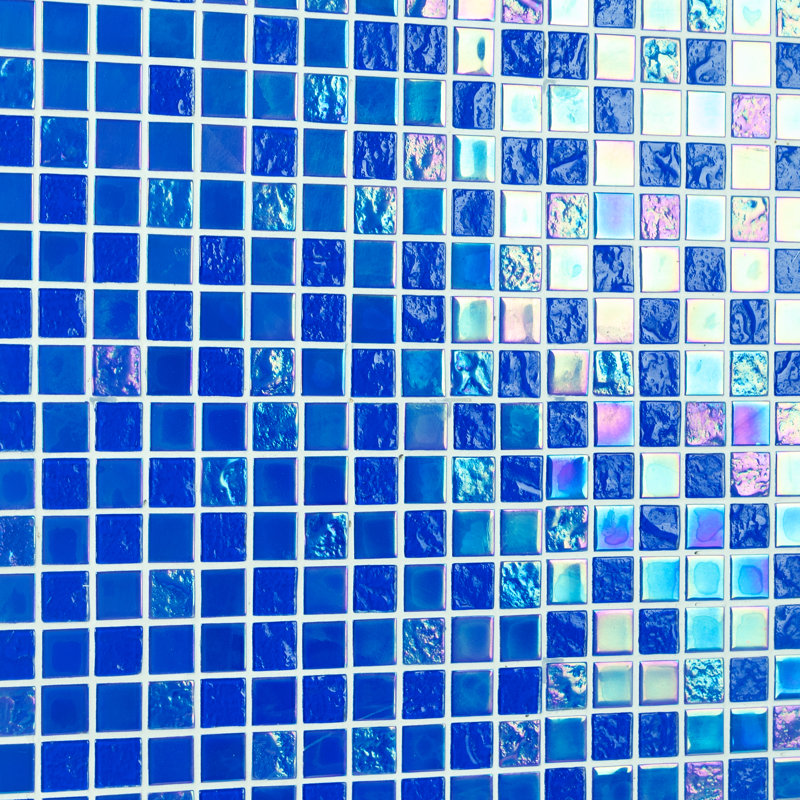 1" x 1" Glass Mosaic Sheet Tile, Ocean Wave