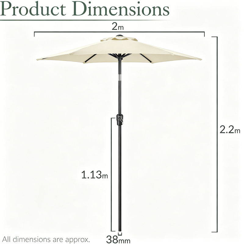 2 cm W X 2 cm D Beach Parasol with Crank Lift