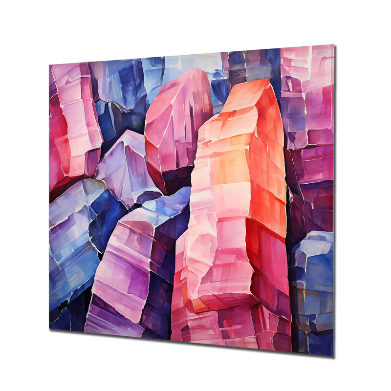 Mauve et rose pierre curative - pierre spirituelle, art mural en métal, H 29 po x l 29 po