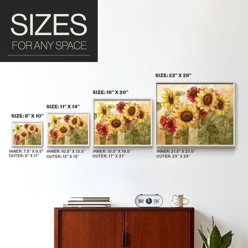 Sunflower's Delight -Framed Print - Restickable, H 8 po x l 10 po, Blanc
