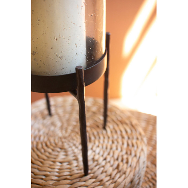  Ensemble de porte-bougie ouragan en fer et en verre de 2 - décor moderne de 17 po de hauteur