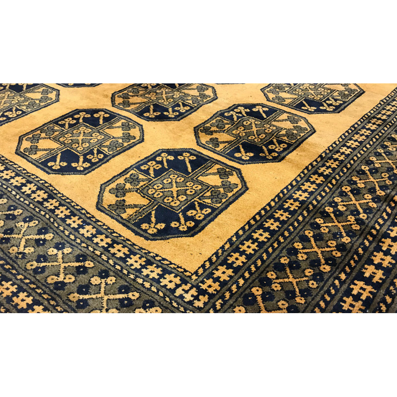 Tapis doré et noir noué à la main de haute qualité