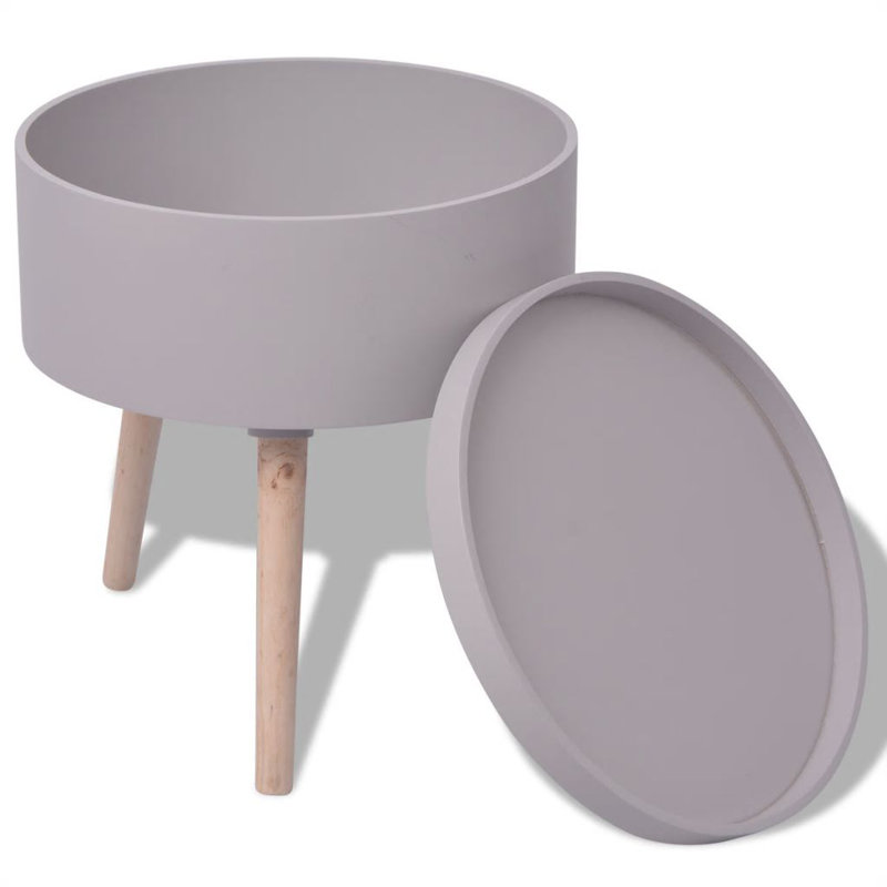 Nayeli Glass End Table with Storage, Gray