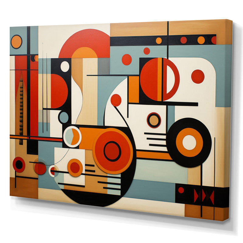 «Colorful Mid Century Graphic Geometrics», impression sur toile encadrée, H 34 po x l 44 po x P 1,5 po, Toile tendue