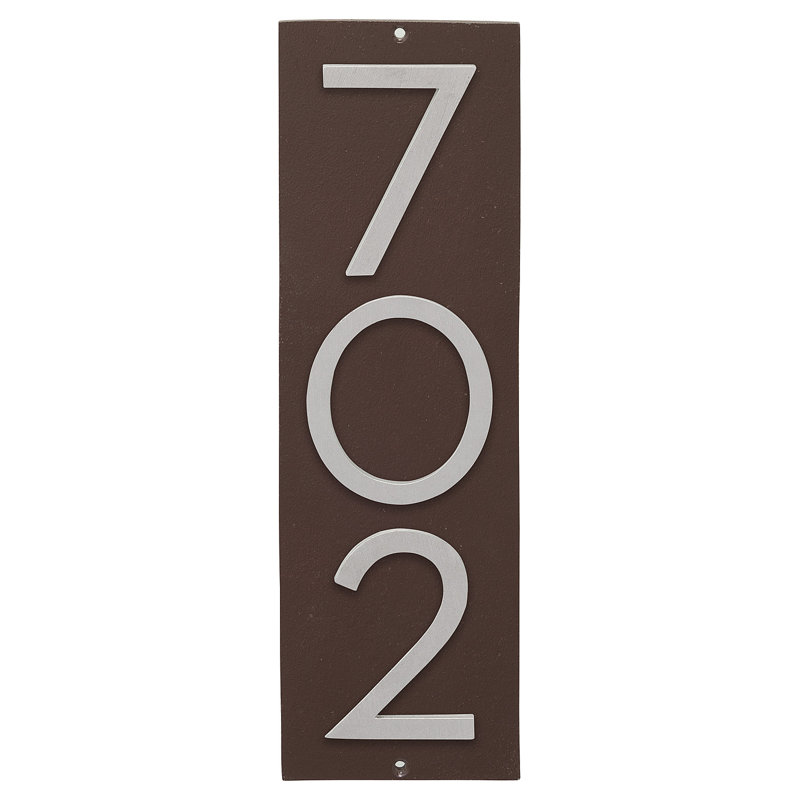 Plaque d’adresse murale flottante linéaire, Bronze romain, Aluminium brossé, Oui