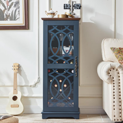 Wood Wine Bar Cabinet with Glass Doors