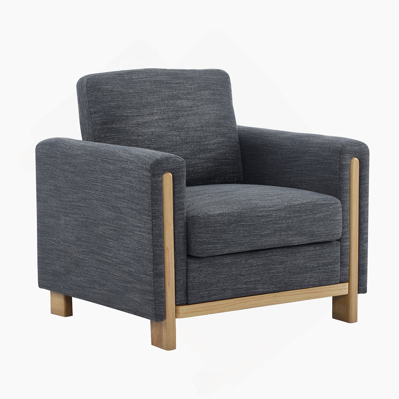 Fauteuil rembourré en tissu Harmonia, Gris anthracite