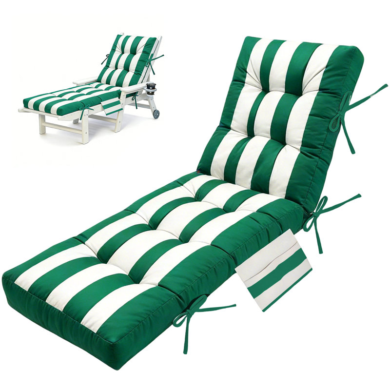 Chaise Lounge Chair Cushion Outdoor,67x22x4 In Waterproof Seat Cushions For Patio Furniture, Thick Long Lounge Cushion,with Straps, Bag, For Lawn Pool Wicker Couch Loveseat