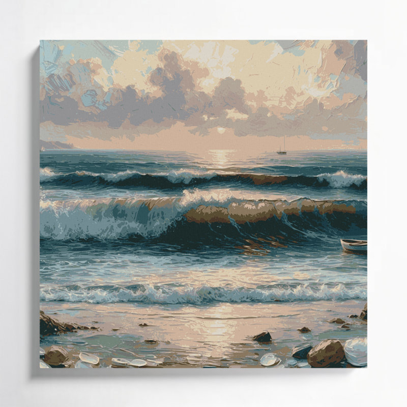 Art mural sur toile gris Coastal Coastal Retreat, H 12 po x l 12 po