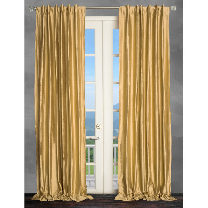 Panneau de rideau simple uni semi-diaphane avec passe-tringle, Miel, l 50 po x L 96 po