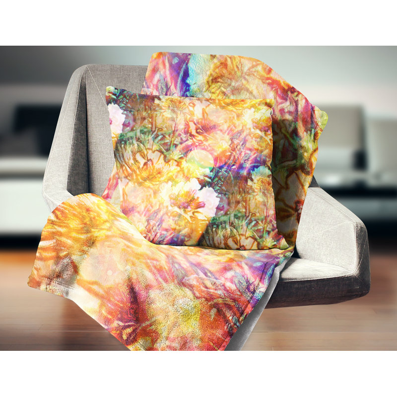 Oreiller sans soudure à fleurs bokeh floral, 16 po x 1 po, Coussin décoratif