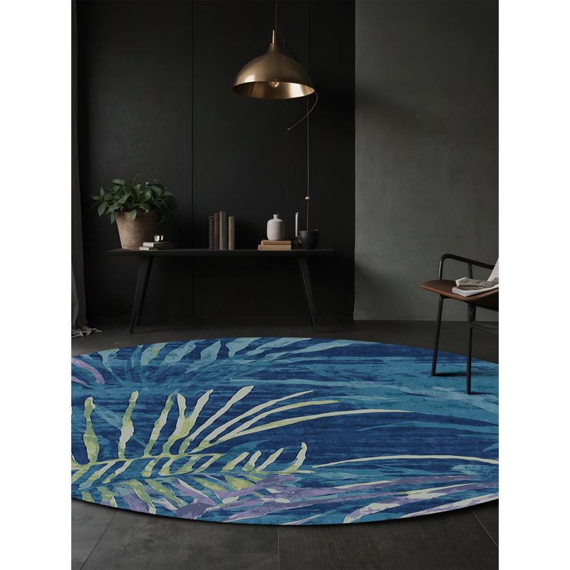 Machine Washable Gray Area Rug, Round 3'