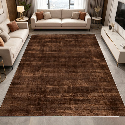 Tapis brun foncé en grain de bois vieilli de 1 pièce pour le salon, doux et confortable, convient à toutes les saisons, facile à entretenir, tapis de sol intérieur lavable à la machine, sous la table de ferme convenant à la salle à manger, à la cuisine, au vestibule, à la chambre à coucher, à la maison
