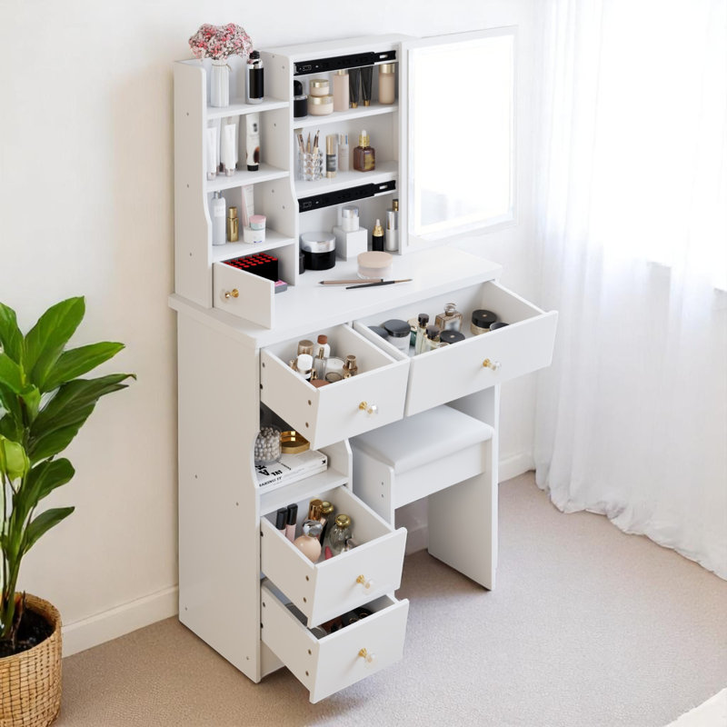 Petit meuble-lavabo pour maquillage, Blanc