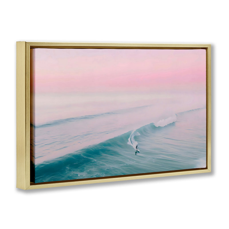 Cadre flottant rose pastel au coucher du soleil, design par LSR Design Studio, H 17 po x l 25 po